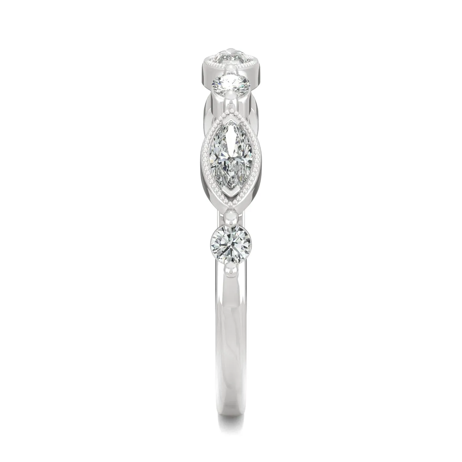 0.33 CTW DEW Marquise Moissanite Anniversary Band in 14K White Gold