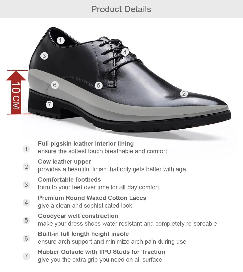 10 CM / 3.94 Inches CMR CHAMARIPA Hidden Heel Shoes for Men Height Increase for Men