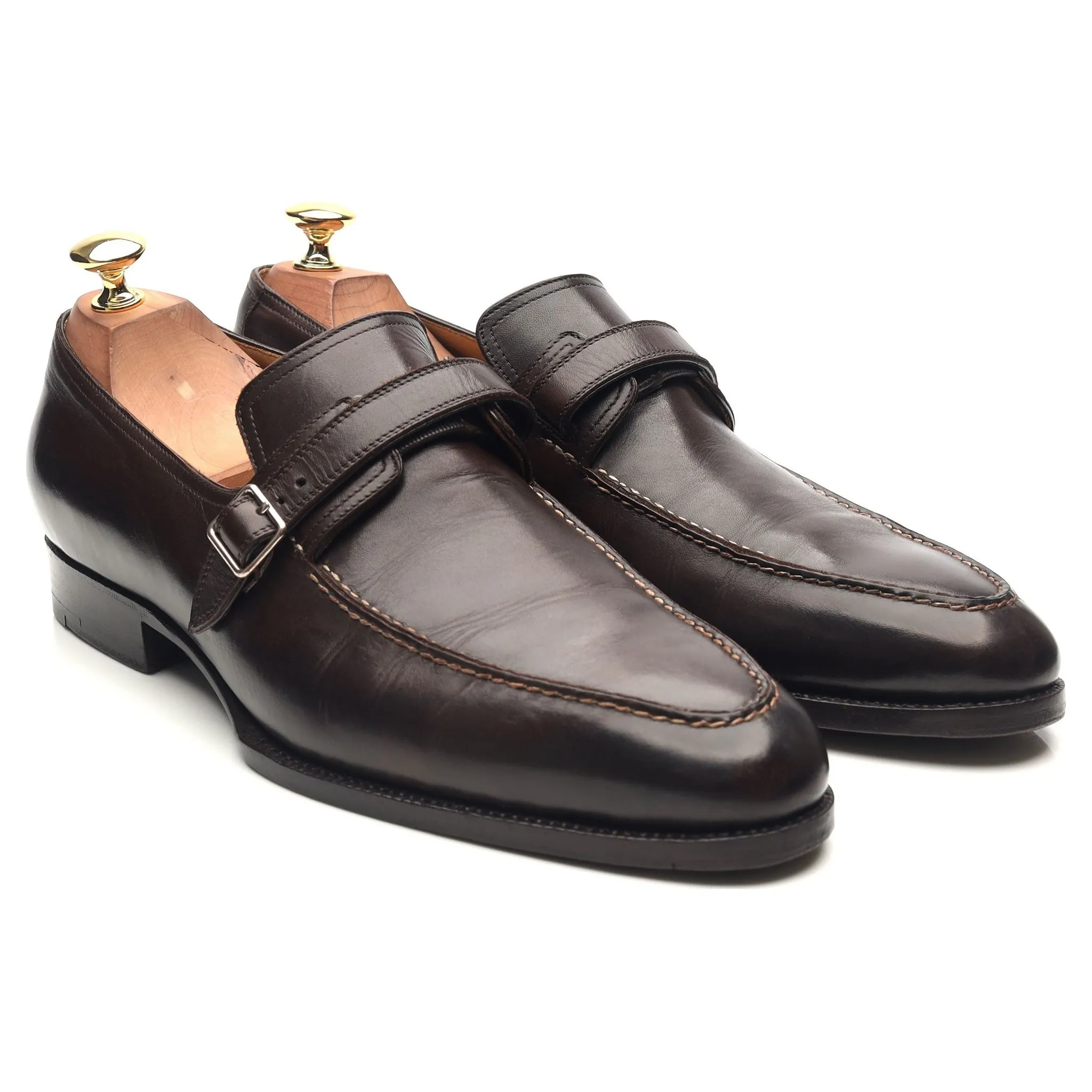 '100' Dark Brown Leather Monk Strap UK 9 F