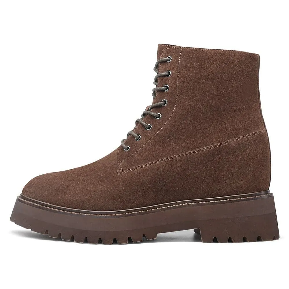 11 CM / 4.33 Inches CMR CHAMARIPA Elevator Shoes -  Elevate Your Style with Men's Brown Suede Height Increasing Boots - 4.33 Inches Taller