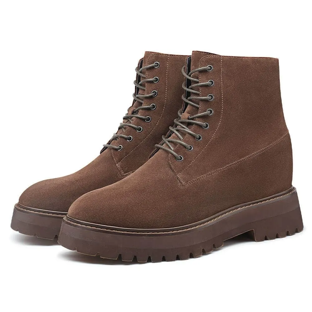 11 CM / 4.33 Inches CMR CHAMARIPA Elevator Shoes -  Elevate Your Style with Men's Brown Suede Height Increasing Boots - 4.33 Inches Taller