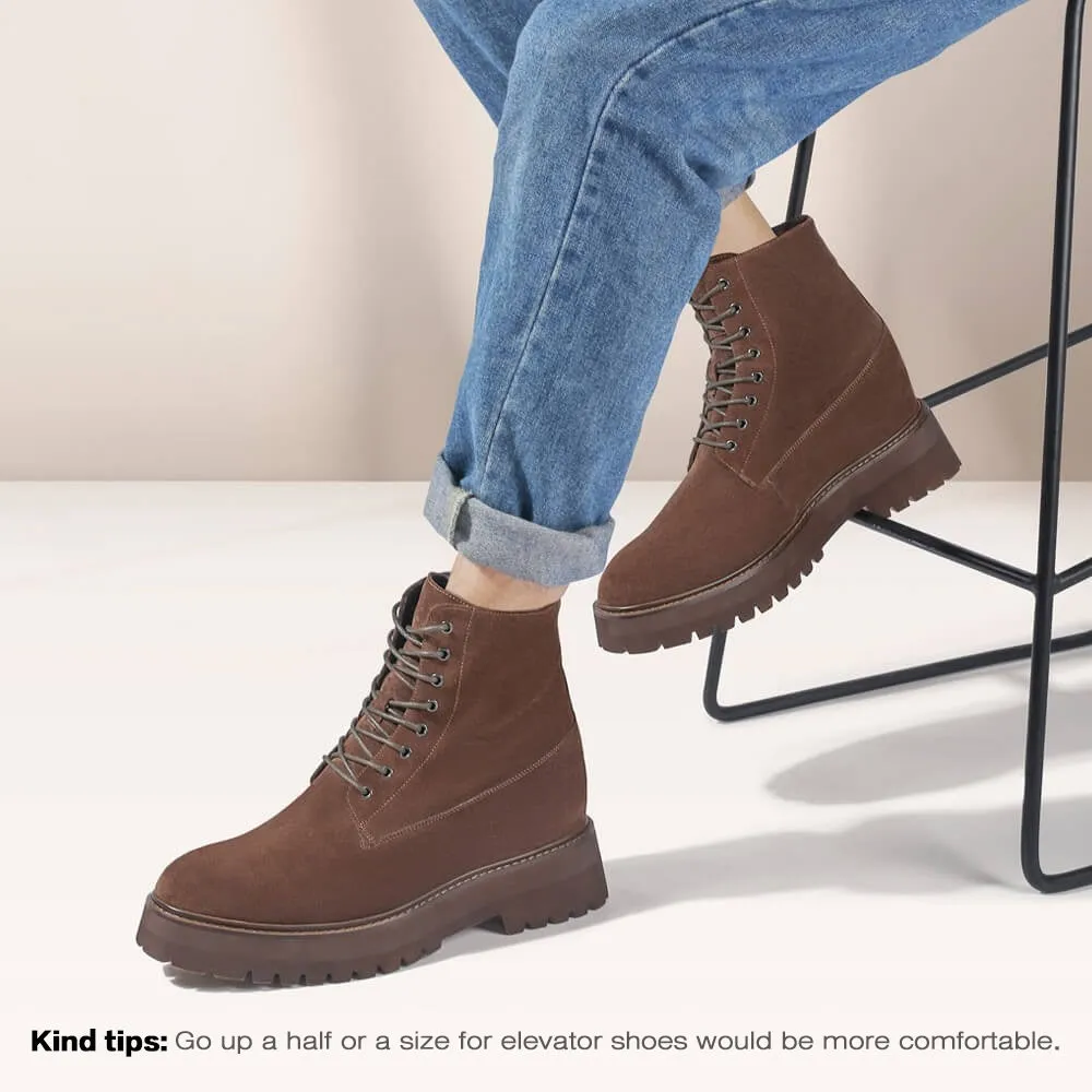 11 CM / 4.33 Inches CMR CHAMARIPA Elevator Shoes -  Elevate Your Style with Men's Brown Suede Height Increasing Boots - 4.33 Inches Taller