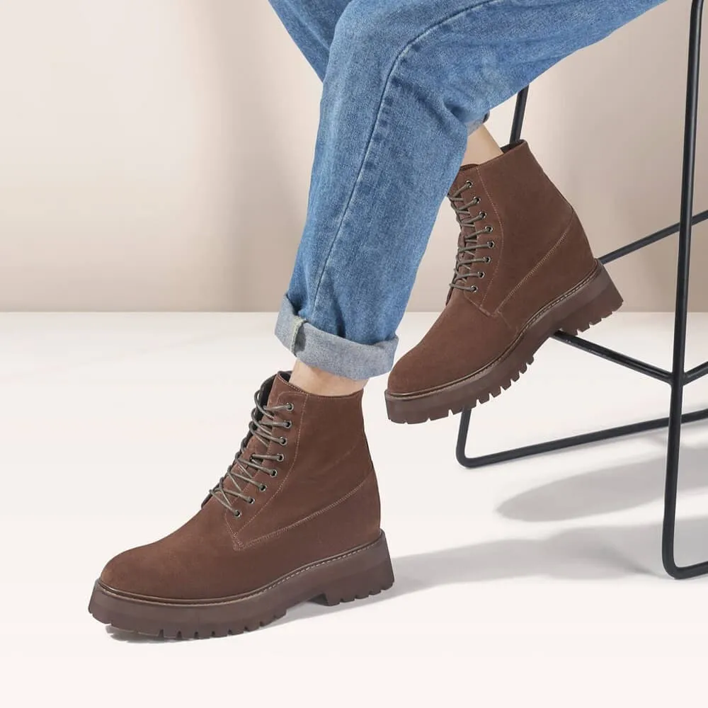 11 CM / 4.33 Inches CMR CHAMARIPA Elevator Shoes -  Elevate Your Style with Men's Brown Suede Height Increasing Boots - 4.33 Inches Taller