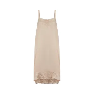 1920s Pink Silk Slip with Embroidered Moth Motif