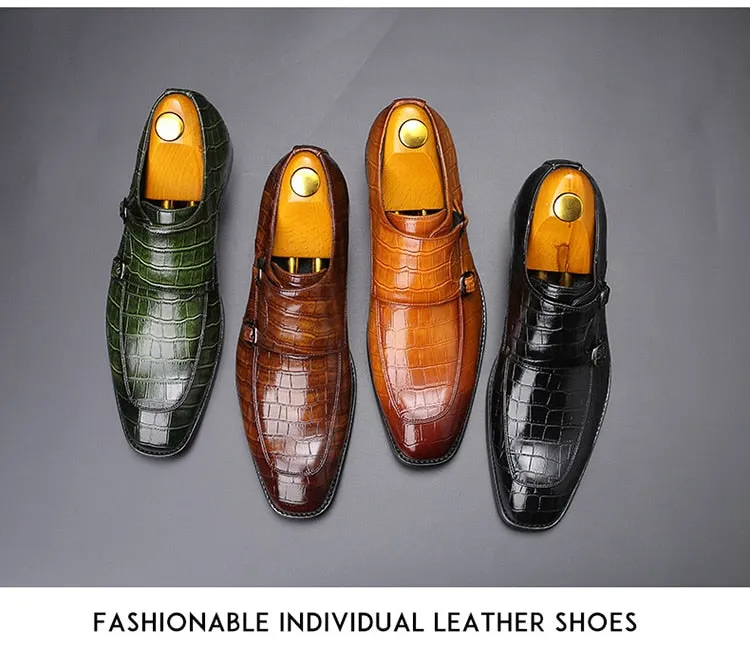 2020 Classic Crocodile Pattern Business Flat Shoes For Men