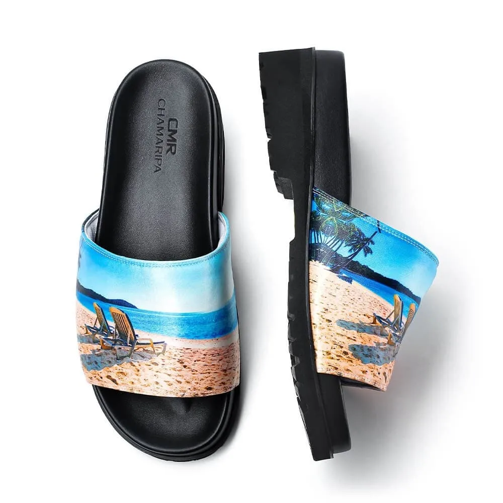 6 CM / 2.36 Inches CMR CHAMARIPA Elevator Shoes - Elevate Your Beachside Style with Men's Height-Boosting Sandals - 2.36 Inch Elevated Slides