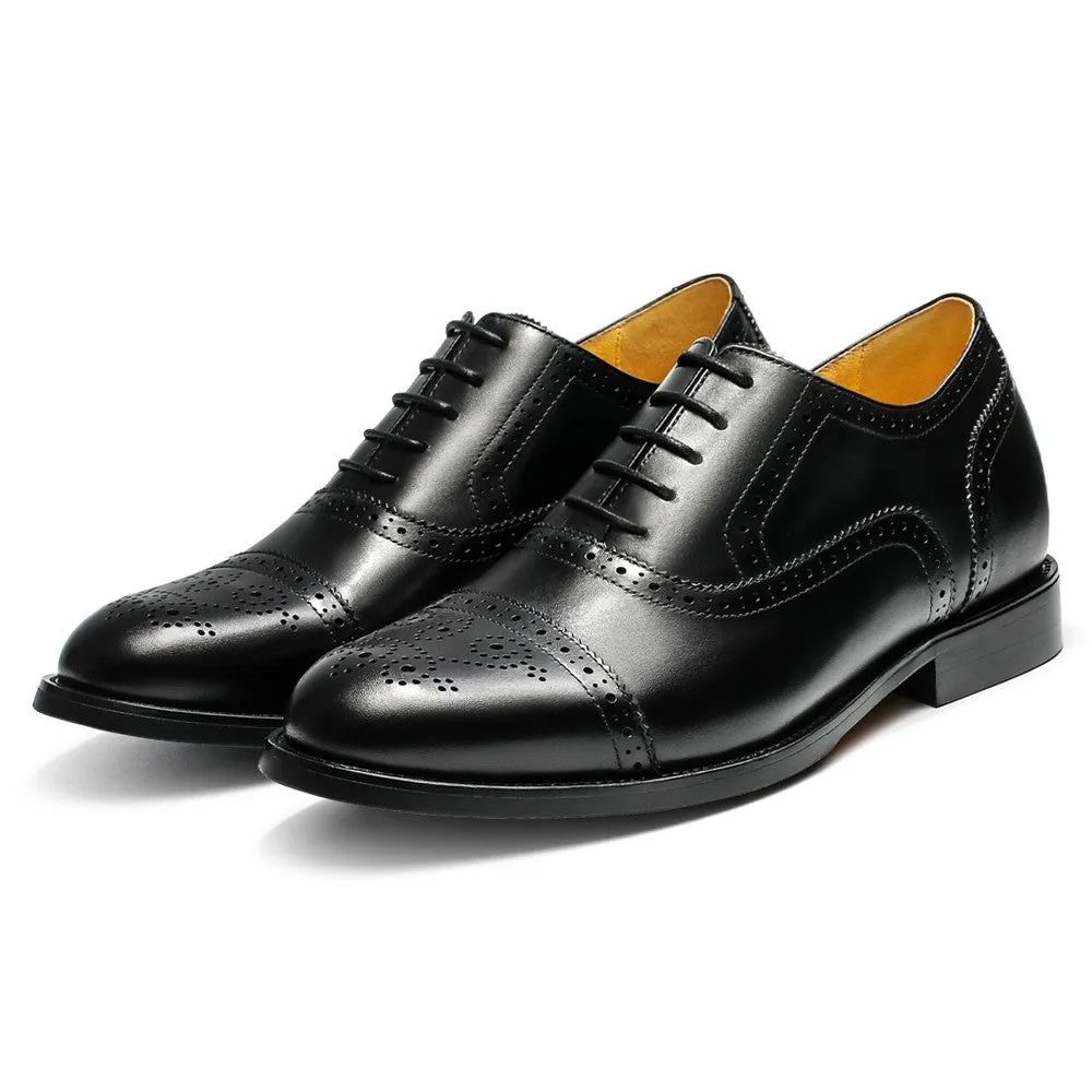 6 CM/ 2.36 Inches CMR CHAMARIPA Men's Black Calfskin Height Increasing Dress Shoes
