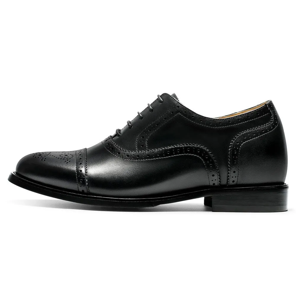 6 CM/ 2.36 Inches CMR CHAMARIPA Men's Black Calfskin Height Increasing Dress Shoes