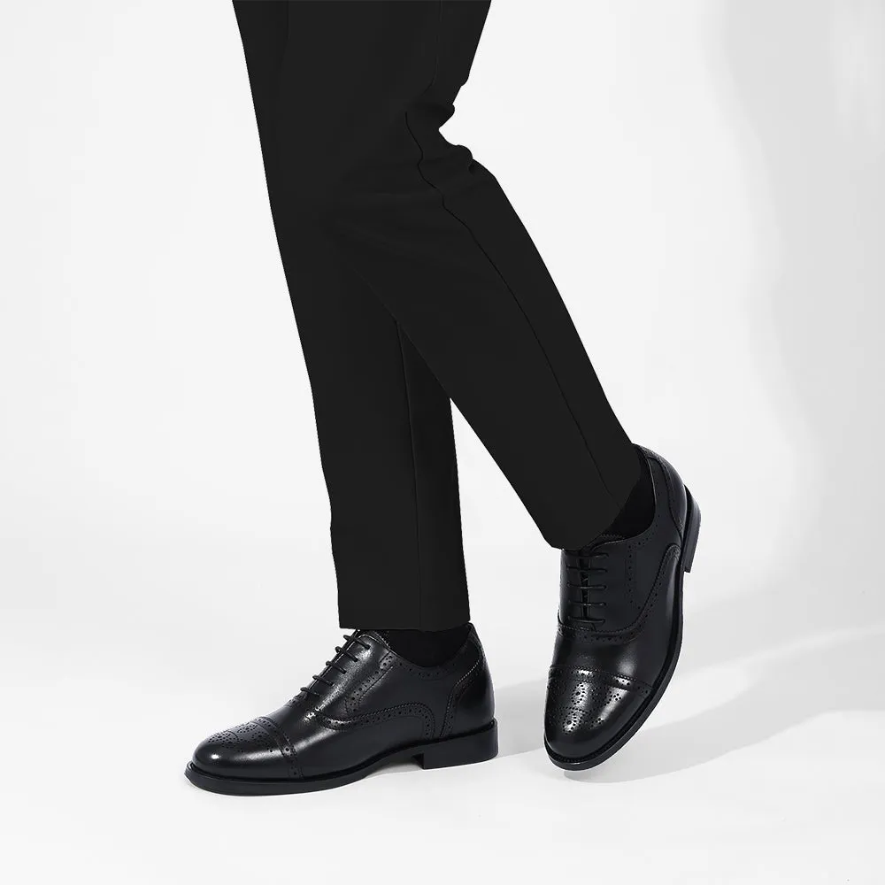 6 CM/ 2.36 Inches CMR CHAMARIPA Men's Black Calfskin Height Increasing Dress Shoes