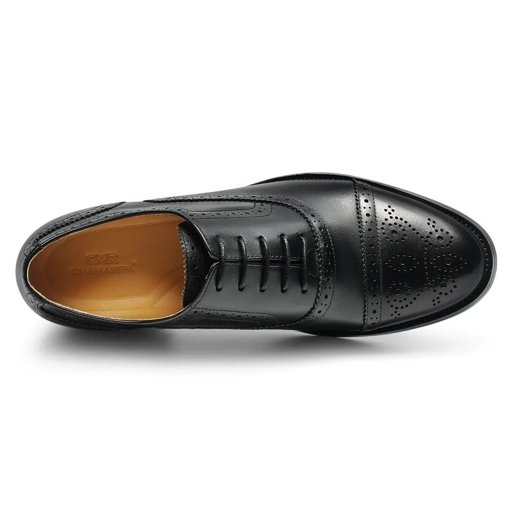 6 CM/ 2.36 Inches CMR CHAMARIPA Men's Black Calfskin Height Increasing Dress Shoes