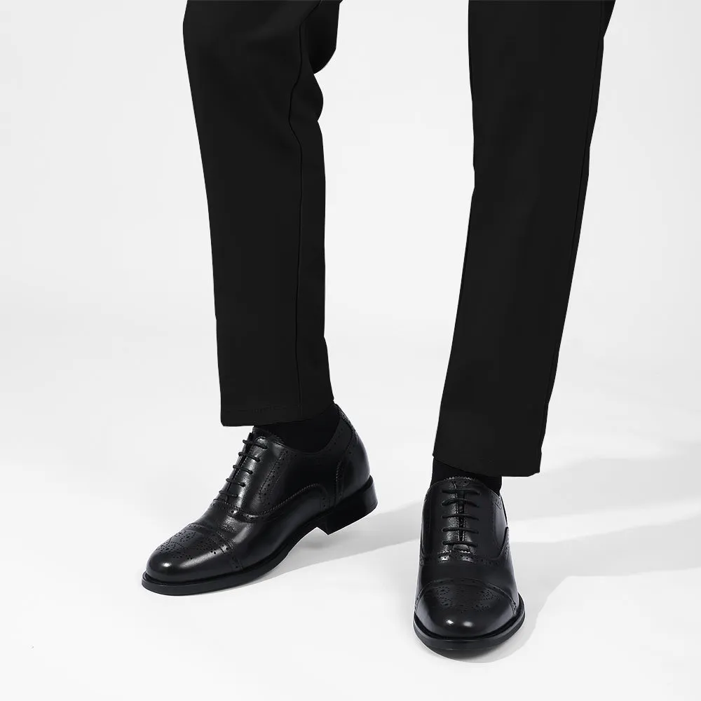 6 CM/ 2.36 Inches CMR CHAMARIPA Men's Black Calfskin Height Increasing Dress Shoes