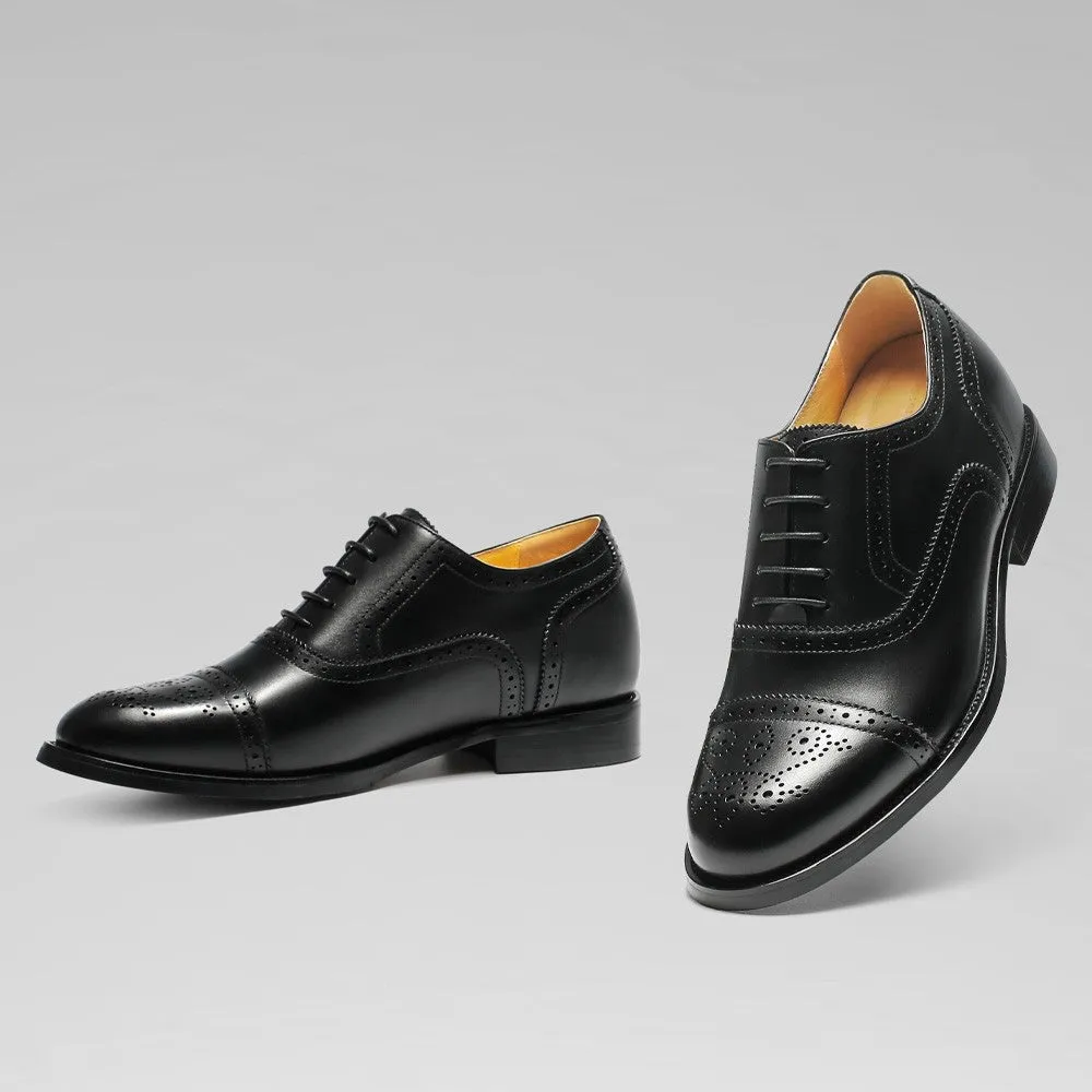 6 CM/ 2.36 Inches CMR CHAMARIPA Men's Black Calfskin Height Increasing Dress Shoes
