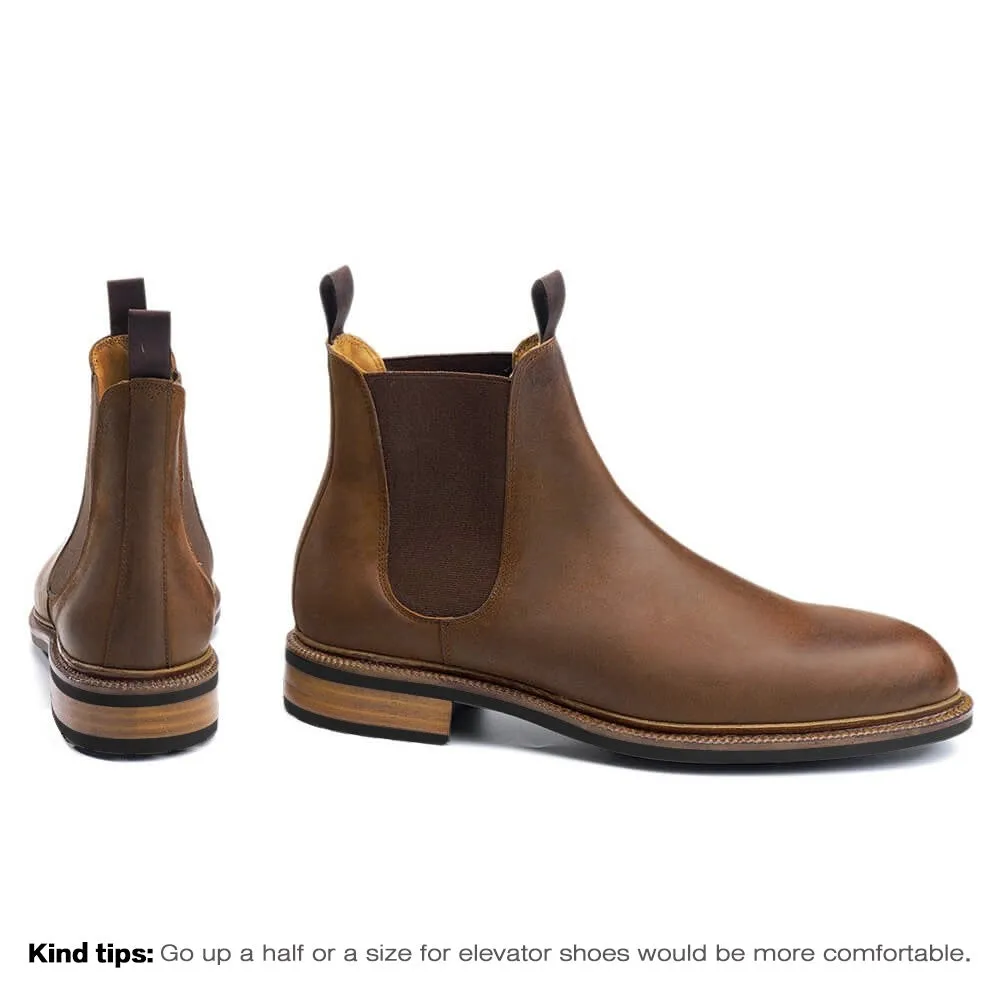 7 CM / 2.76 Inches CMR CHAMARIPA Elevator Shoes - Black Shell Cordovan Elevator Shoes for Men - Height Increasing Chelsea Boots