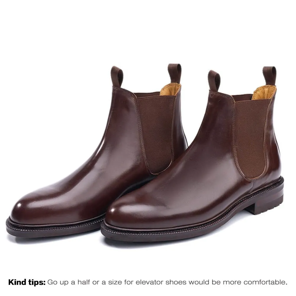 7 CM / 2.76 Inches CMR CHAMARIPA Elevator Shoes - Black Shell Cordovan Elevator Shoes for Men - Height Increasing Chelsea Boots