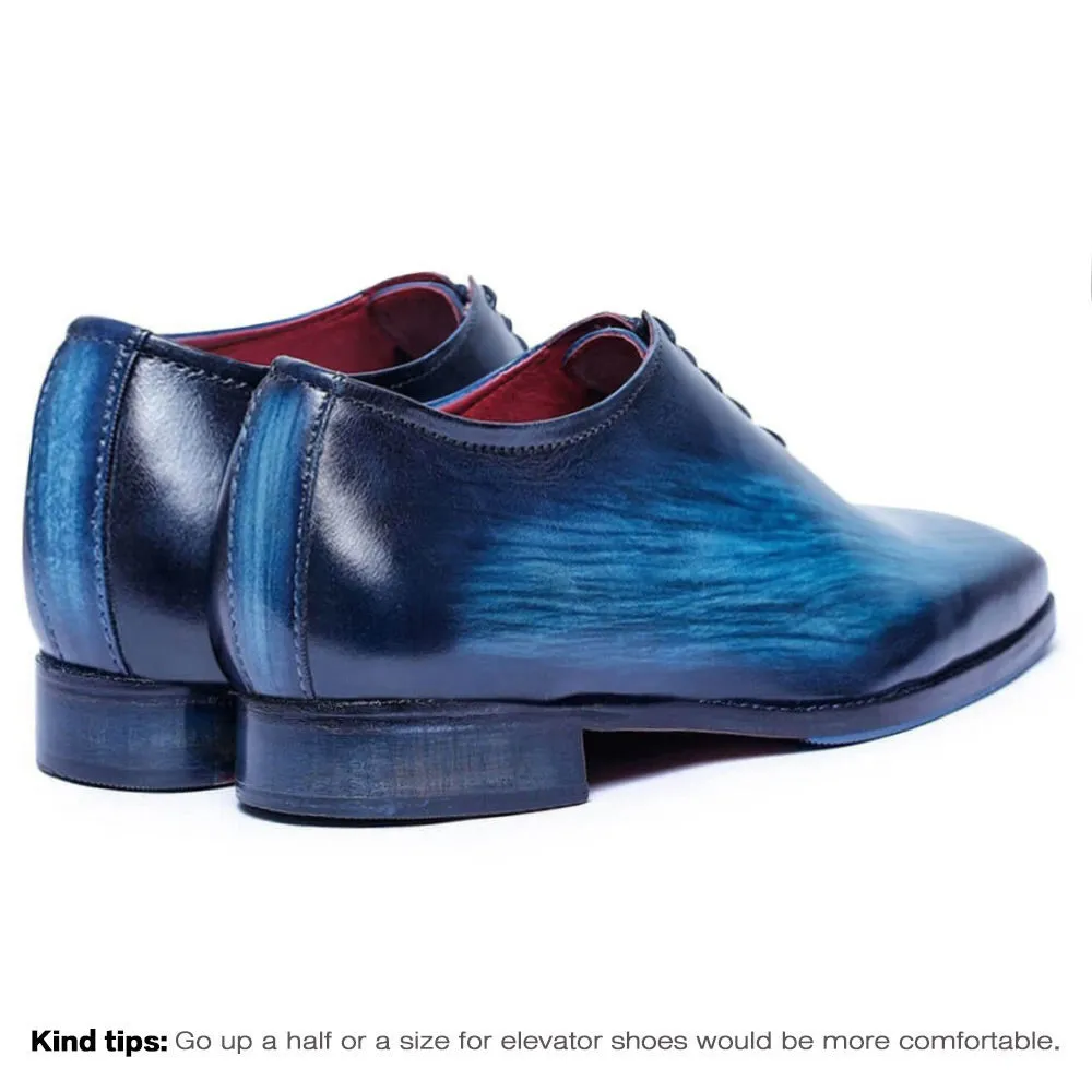 7 CM / 2.76 Inches Taller - CMR CHAMARIPA  Wedding Elevator Shoes For Men - Handcrafted Wholecut Oxford - Navy