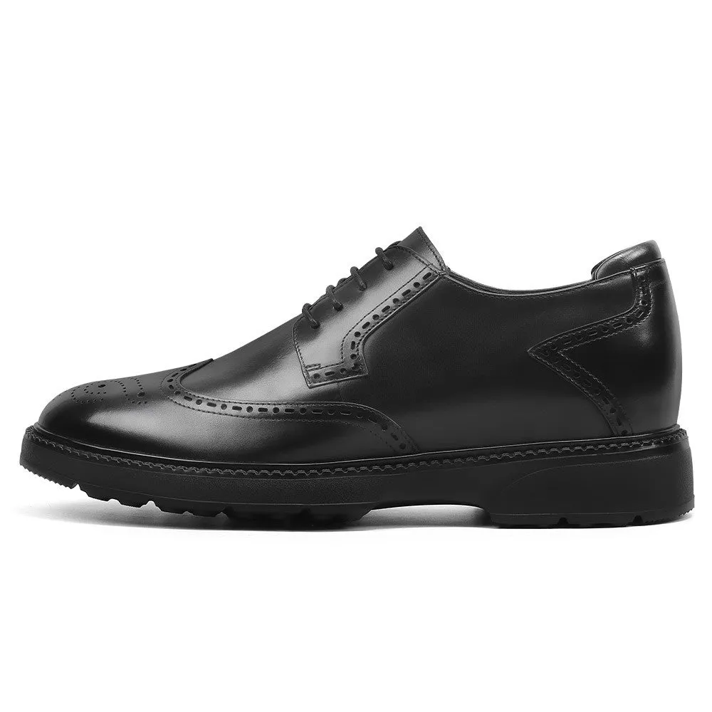 7CM/2.76 Inches CMR CHAMARIPA Men's Black Leather Derby Shoes