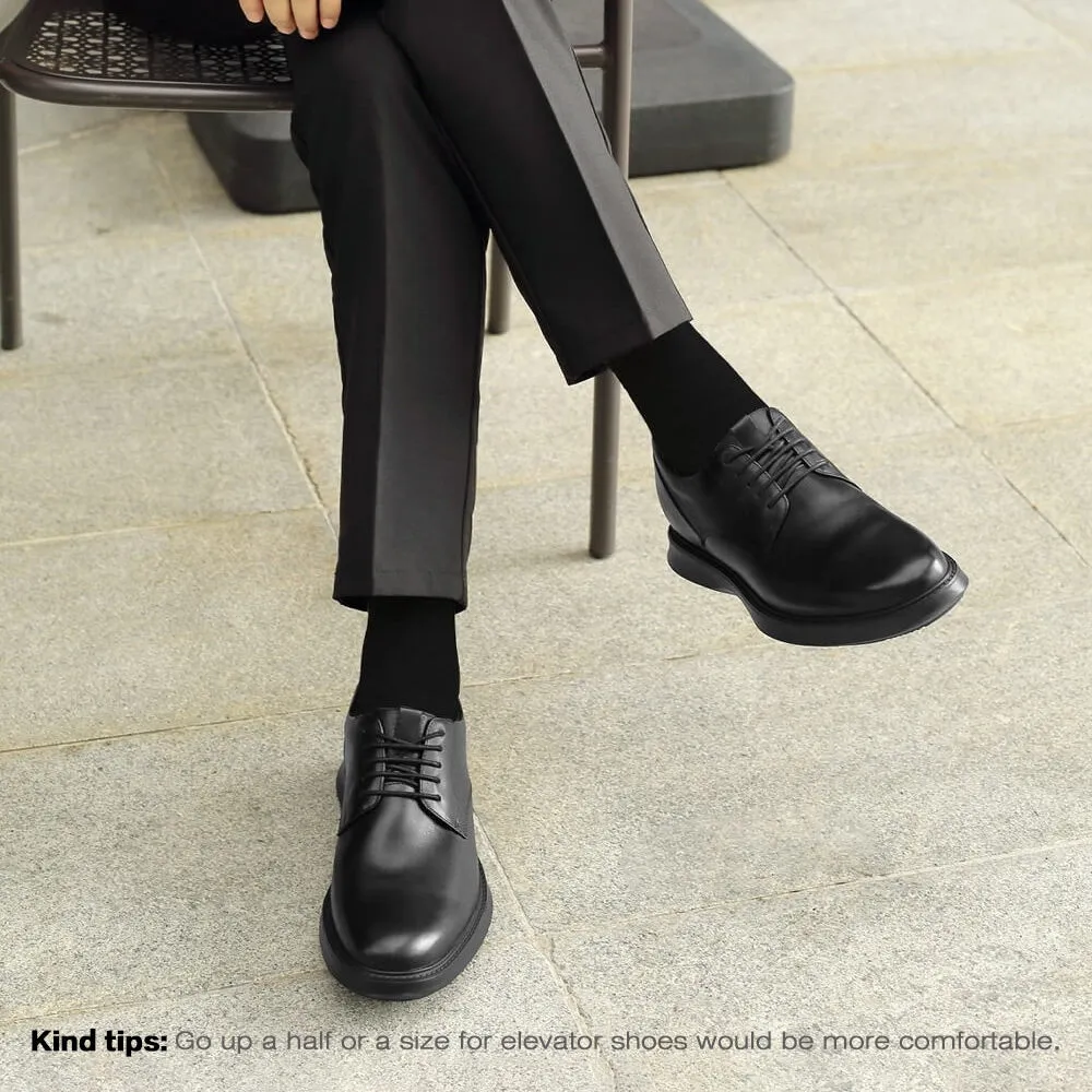 7CM/2.76 Inches CMR CHAMARIPA Men's Height Increasing Derby Shoes - Black Leather