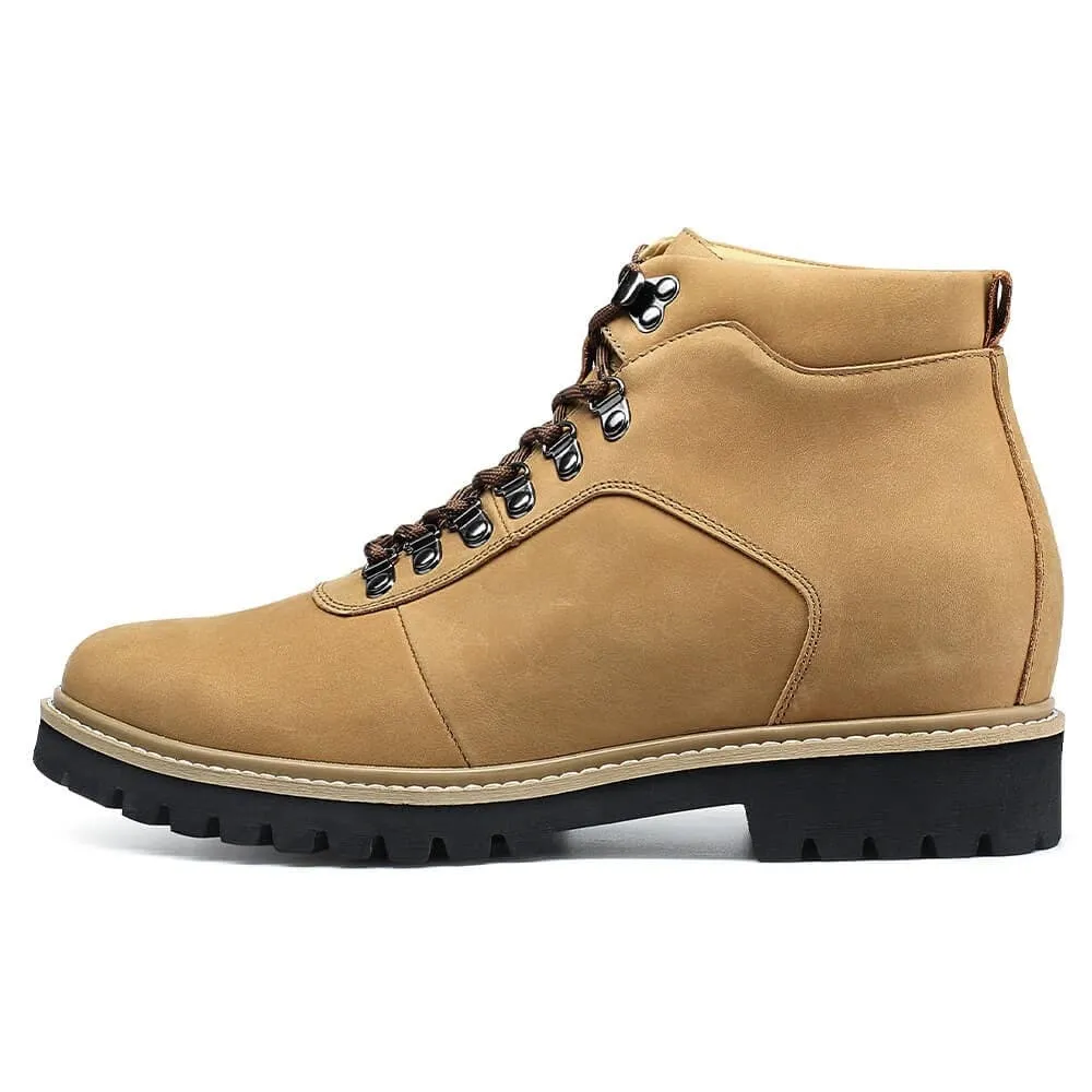 8 CM / 3.15 Inches CMR CHAMARIPA Elevator Shoes -  Elevate Your Style with Camel Nubuck Boots - 3.15 Inch Height Increase