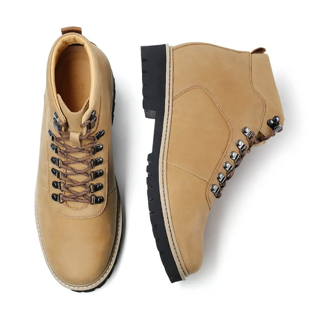 8 CM / 3.15 Inches CMR CHAMARIPA Elevator Shoes -  Elevate Your Style with Camel Nubuck Boots - 3.15 Inch Height Increase