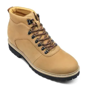 8 CM / 3.15 Inches CMR CHAMARIPA Elevator Shoes -  Elevate Your Style with Camel Nubuck Boots - 3.15 Inch Height Increase