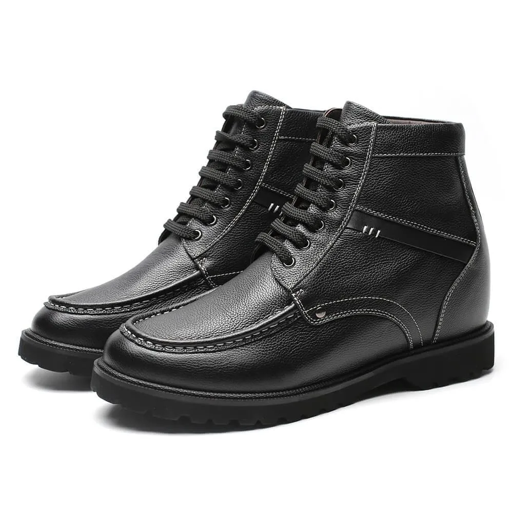 9 CM / 3.54 Inches Taller - CMR CHAMARIPA Height Increasing Boots  Genuine Leather Elevator Shoes Casual Tall Men Boots
