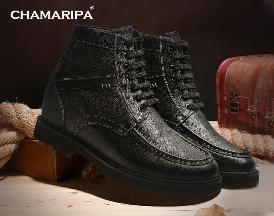 9 CM / 3.54 Inches Taller - CMR CHAMARIPA Height Increasing Boots  Genuine Leather Elevator Shoes Casual Tall Men Boots