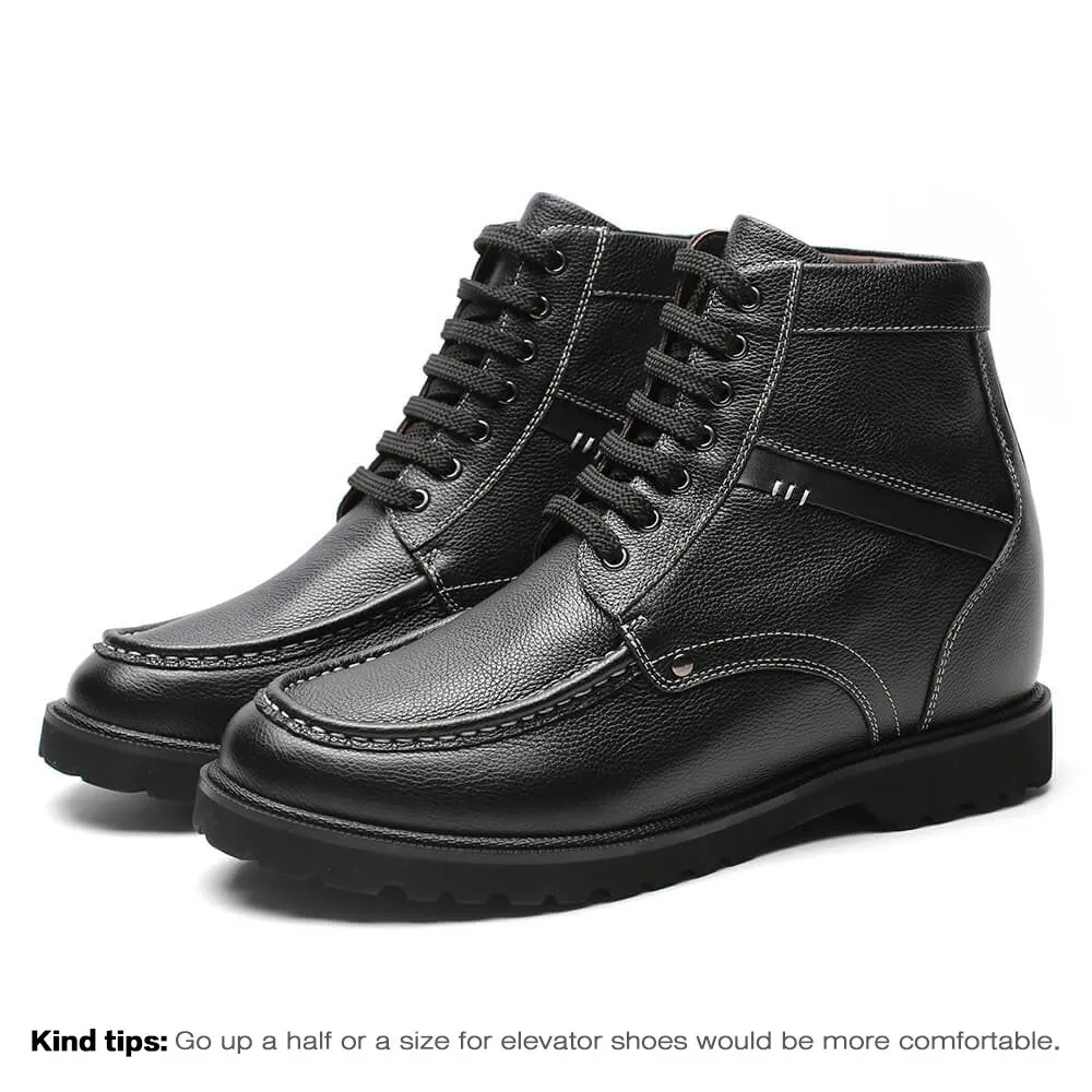 9 CM / 3.54 Inches Taller - CMR CHAMARIPA Height Increasing Boots  Genuine Leather Elevator Shoes Casual Tall Men Boots