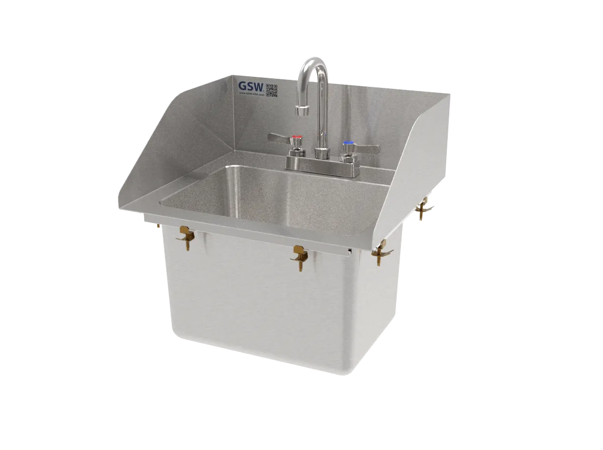 AA Faucet Drop-in Deck Mount Hand Sink with 3-Side Welded Splash Guards (HS-1014IS)