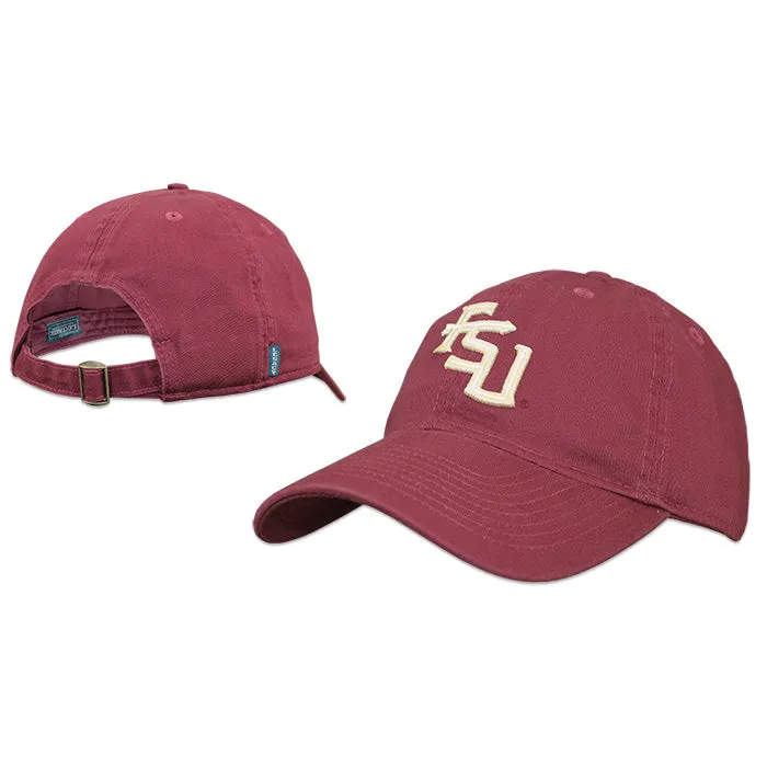 Adjustable Relaxed Twill Cap with Stacked FSU Garnet by Legacy