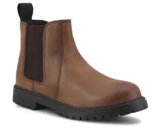 ADRIAN Unisex Kids Genuine Leather Zip Chelsea Boots in Tan