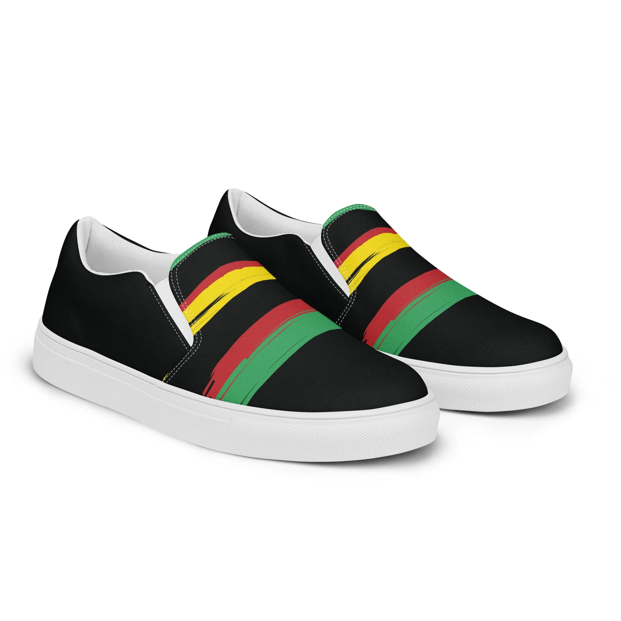 AFRICA STRIPES Men’s Slip-On Canvas Shoes (Black)