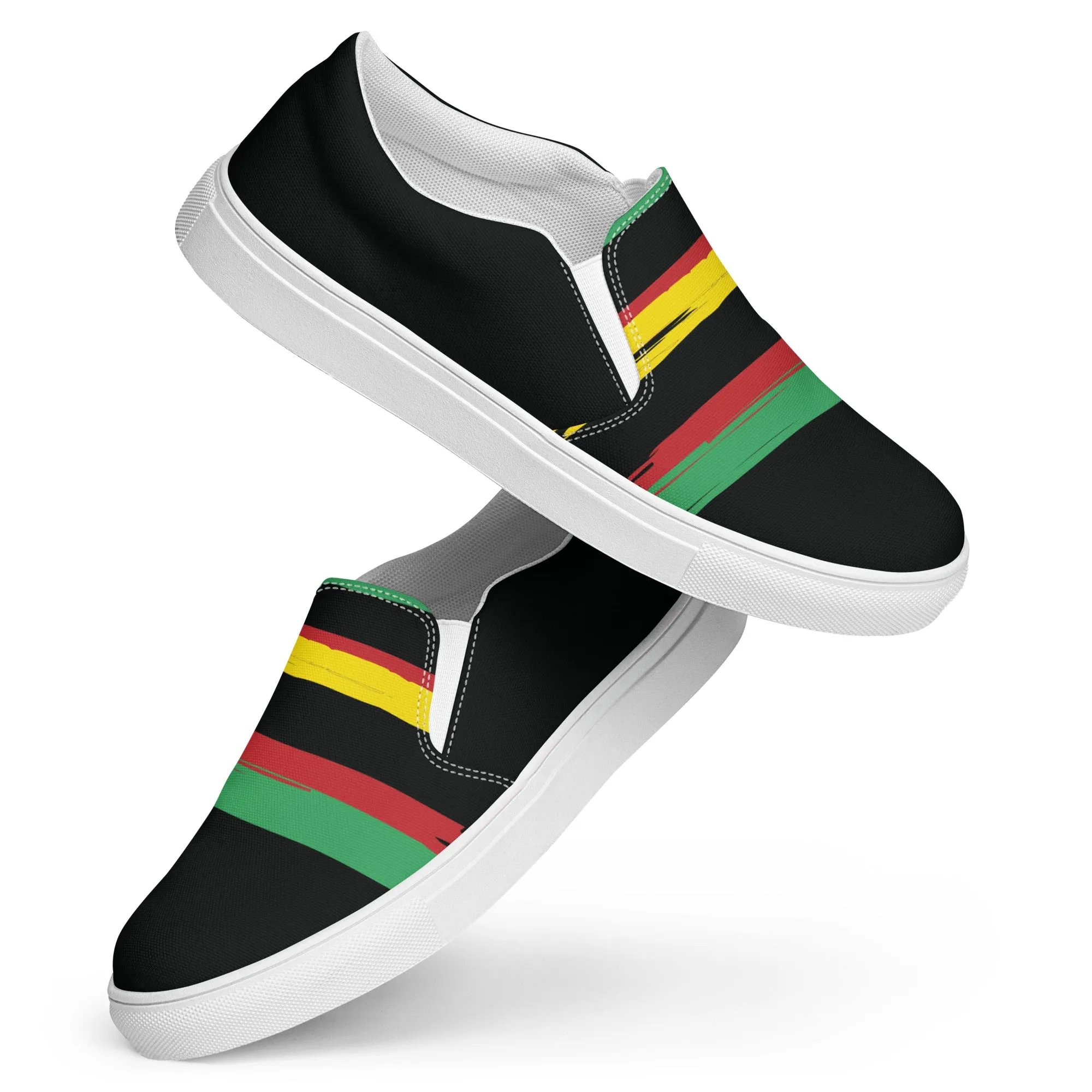 AFRICA STRIPES Men’s Slip-On Canvas Shoes (Black)
