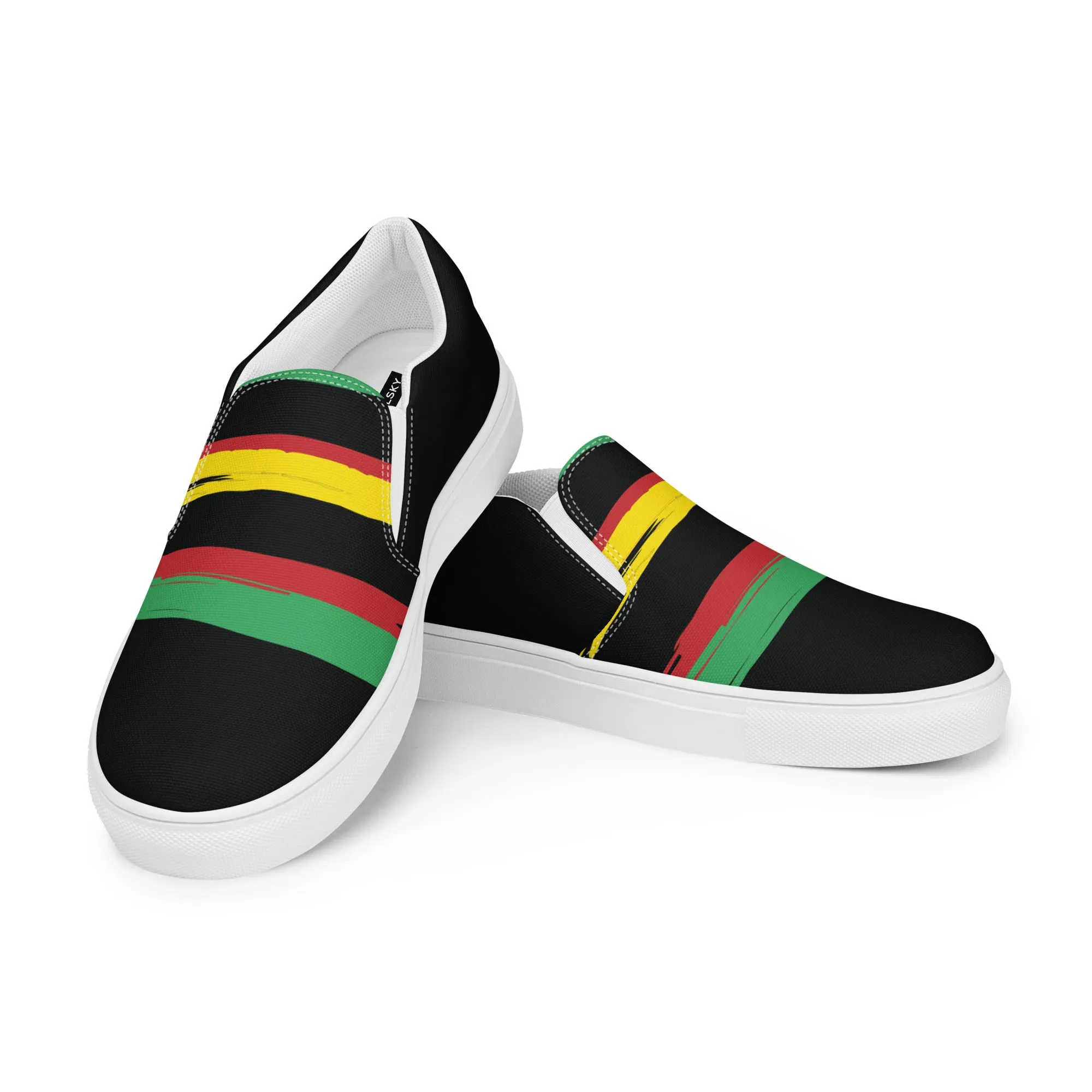AFRICA STRIPES Men’s Slip-On Canvas Shoes (Black)