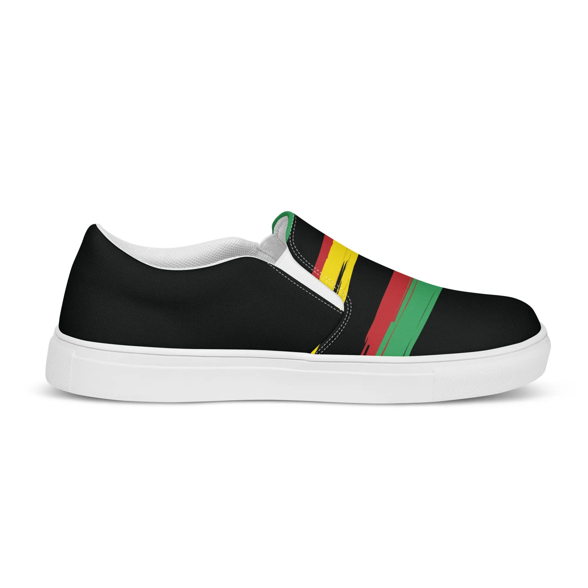 AFRICA STRIPES Men’s Slip-On Canvas Shoes (Black)