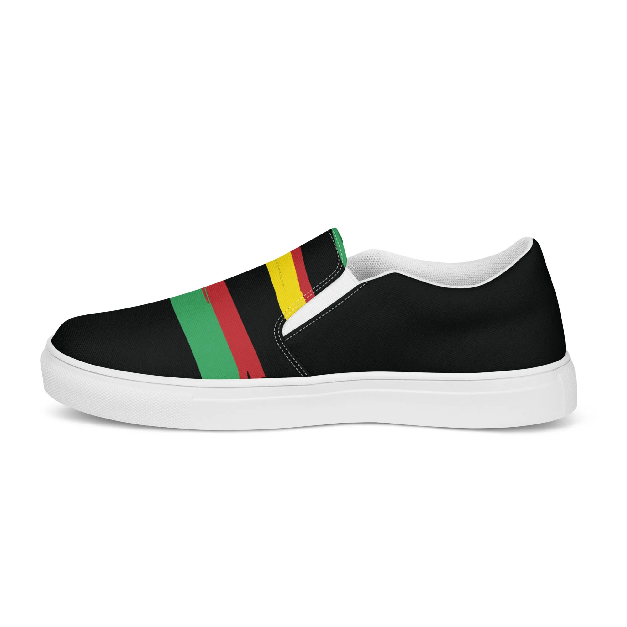 AFRICA STRIPES Men’s Slip-On Canvas Shoes (Black)
