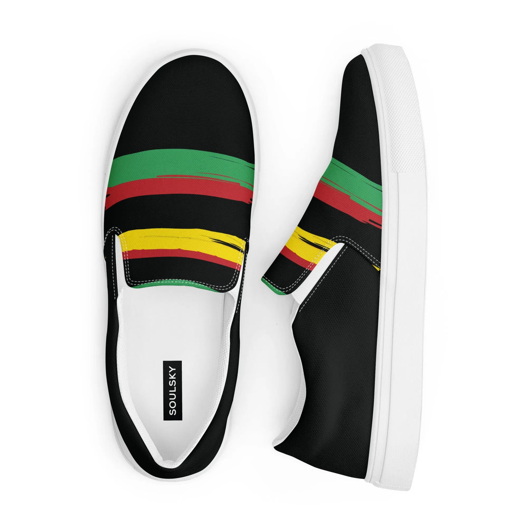 AFRICA STRIPES Men’s Slip-On Canvas Shoes (Black)