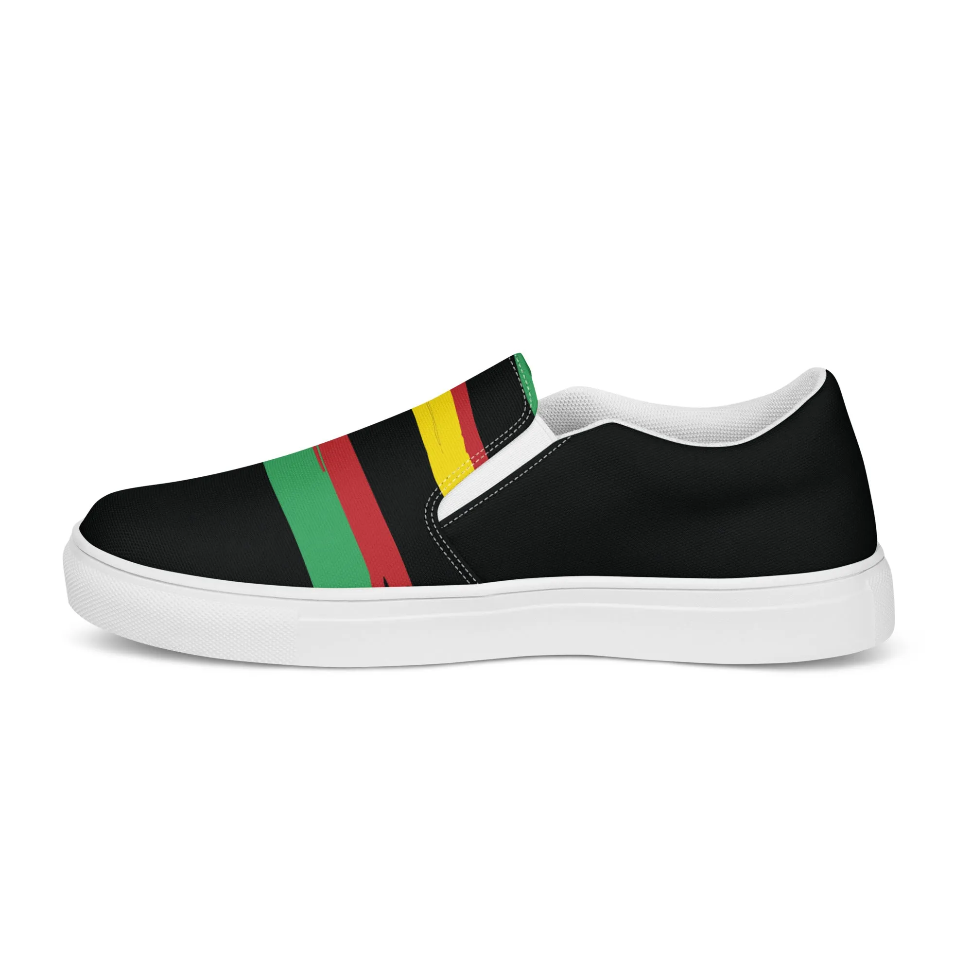 AFRICA STRIPES Men’s Slip-On Canvas Shoes (Black)