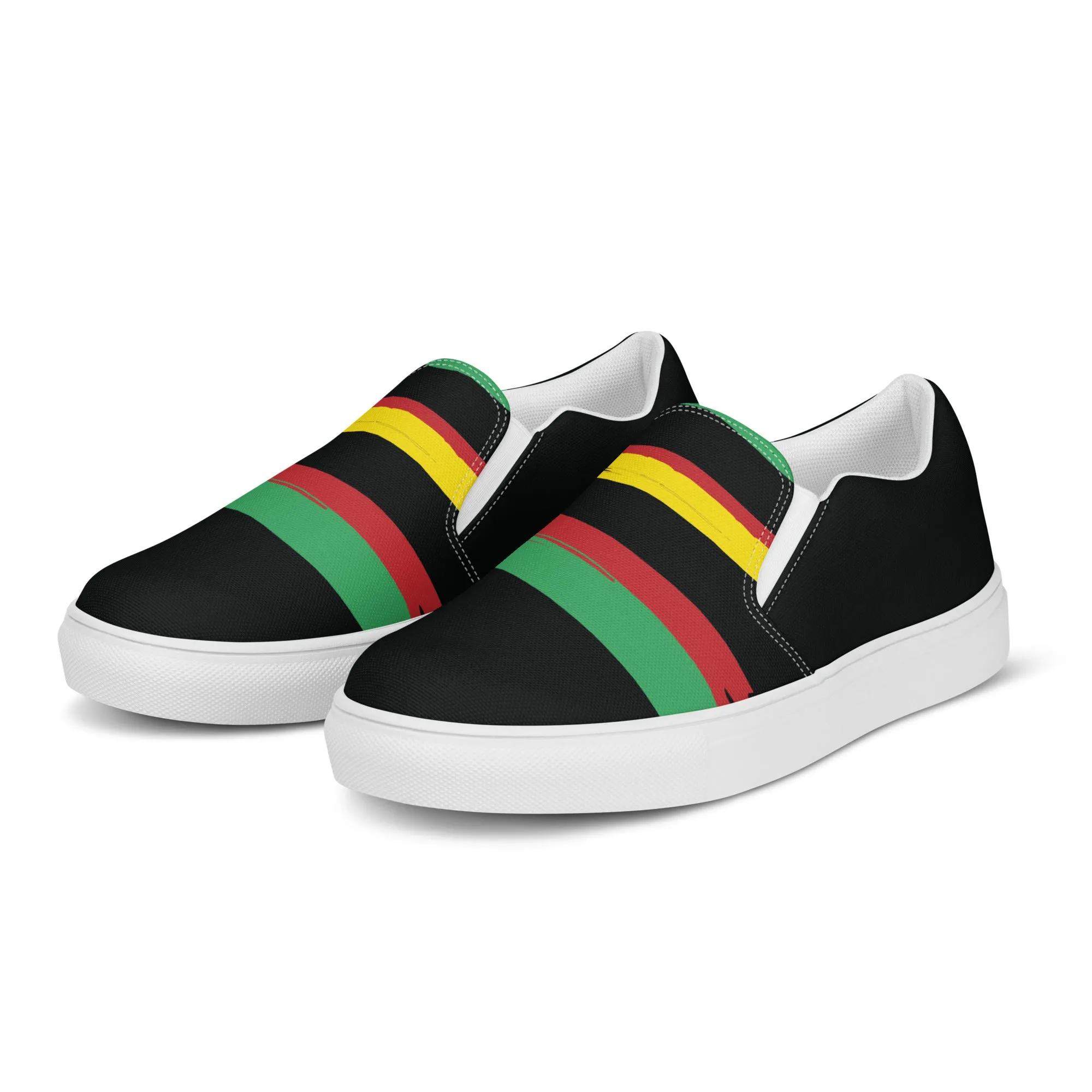 AFRICA STRIPES Men’s Slip-On Canvas Shoes (Black)