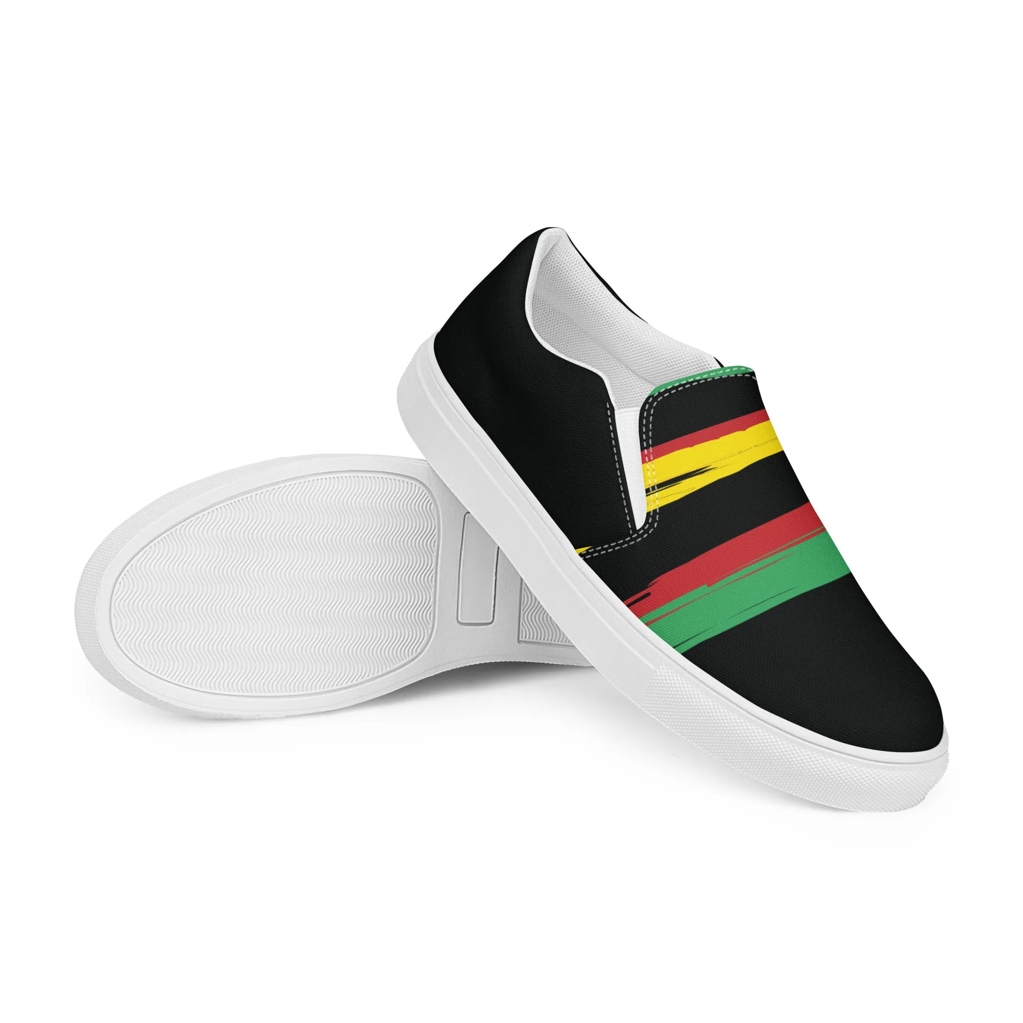 AFRICA STRIPES Men’s Slip-On Canvas Shoes (Black)