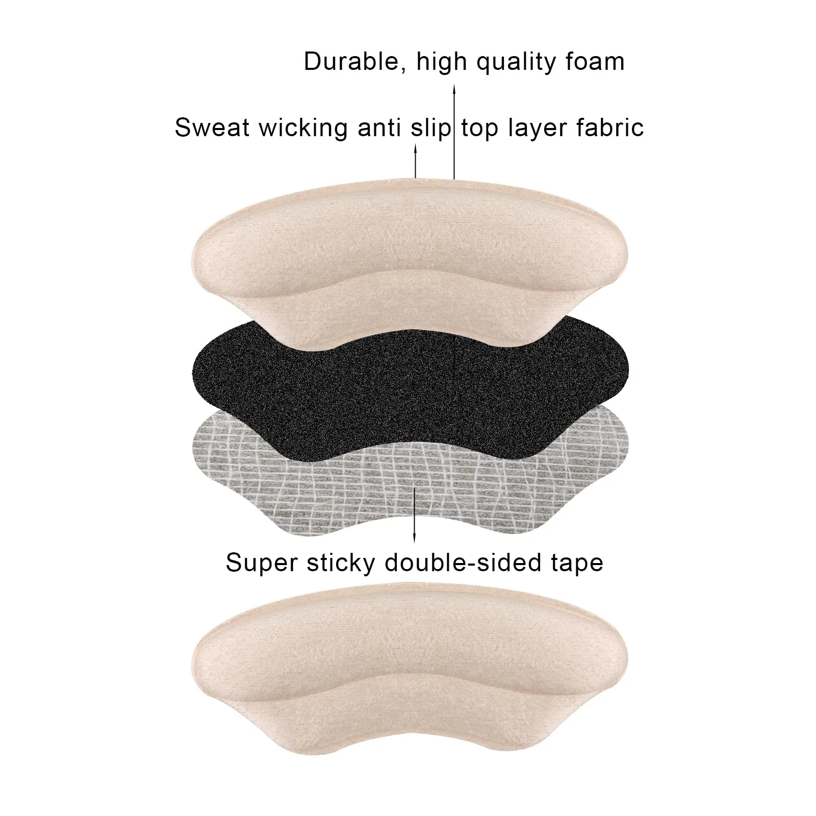 AIEX 6 Pairs /12 Pieces High Heels Cushion Pads, Heel Cushion Inserts Sponge Heel Protectors Soft Heel Grips Liner Self-Adhesive Heel Filler Inserts for High Heels Loose Shoes Pads Beige