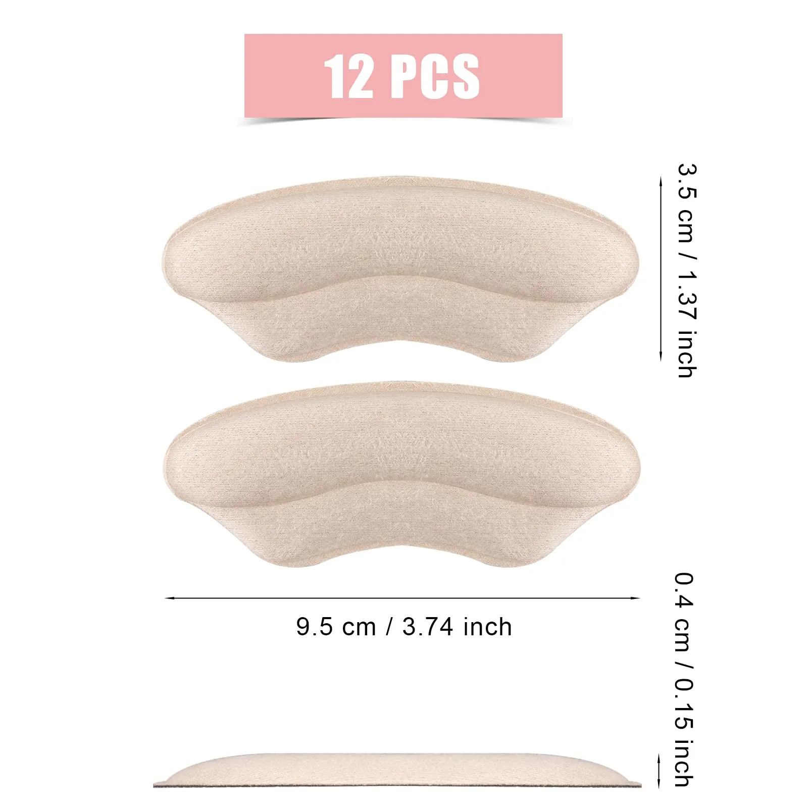 AIEX 6 Pairs /12 Pieces High Heels Cushion Pads, Heel Cushion Inserts Sponge Heel Protectors Soft Heel Grips Liner Self-Adhesive Heel Filler Inserts for High Heels Loose Shoes Pads Beige