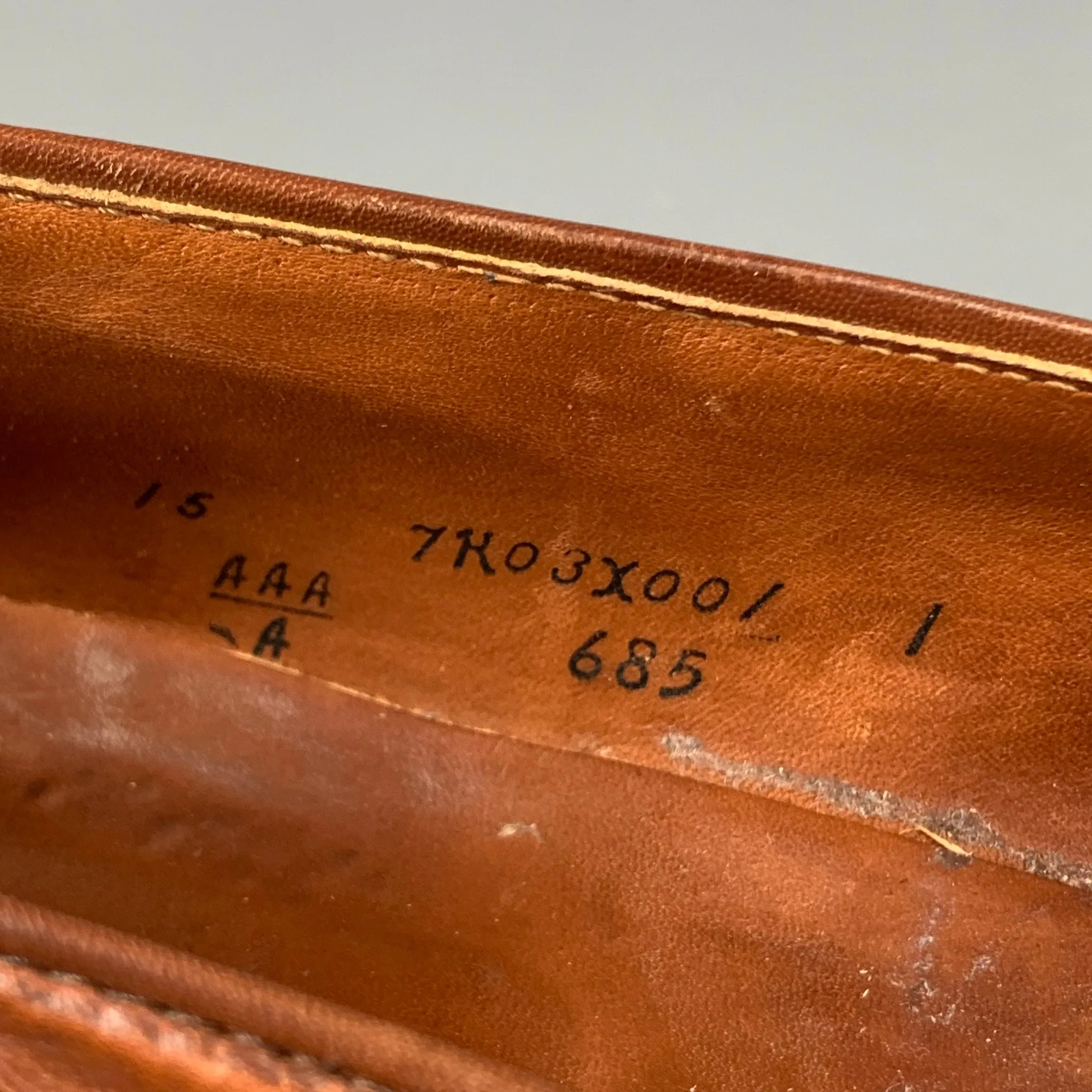 ALDEN 685 Size 15 Tan Leather Cap Toe Penny Loafers