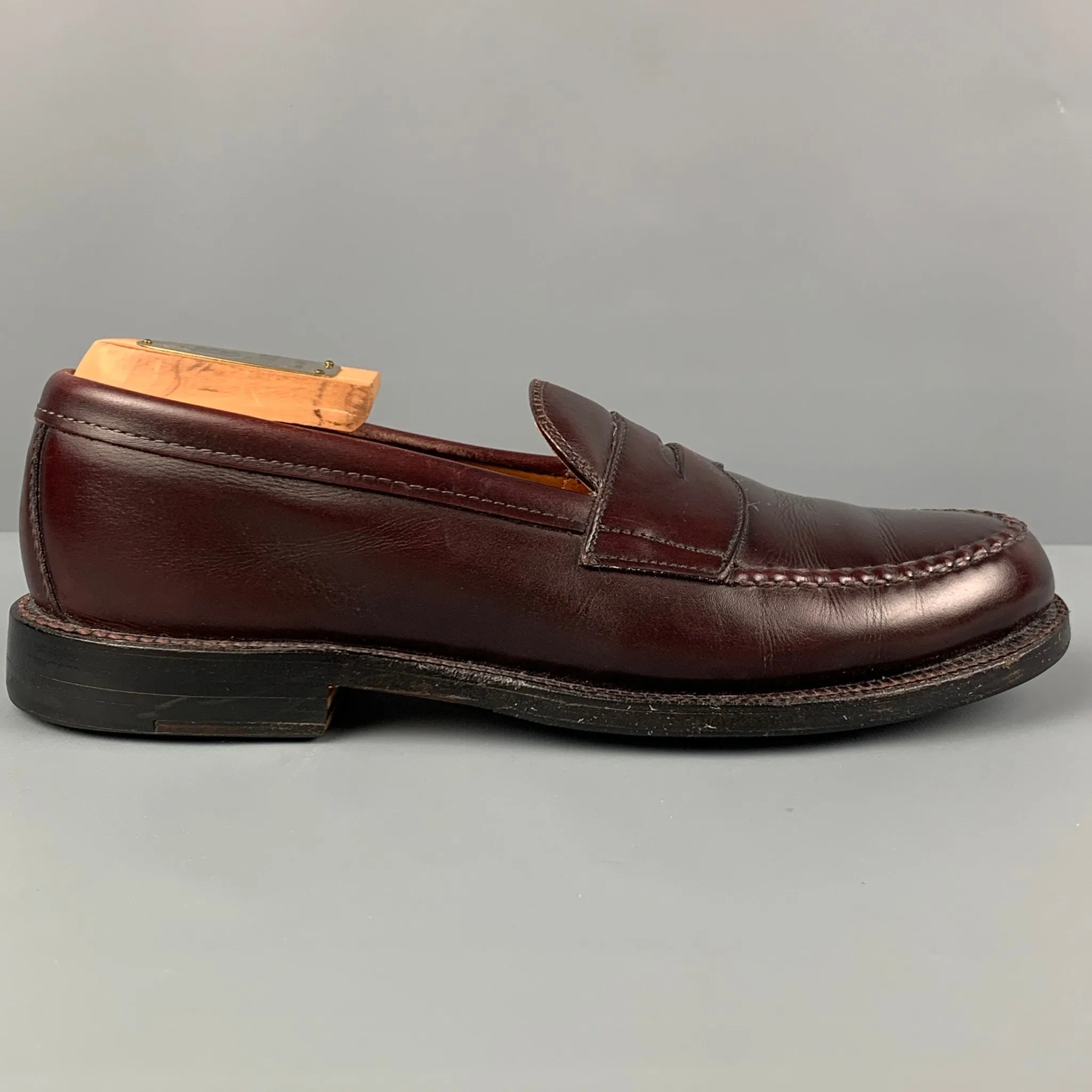 ALDEN Size 6.5 Burgundy Leather Penny Loafers