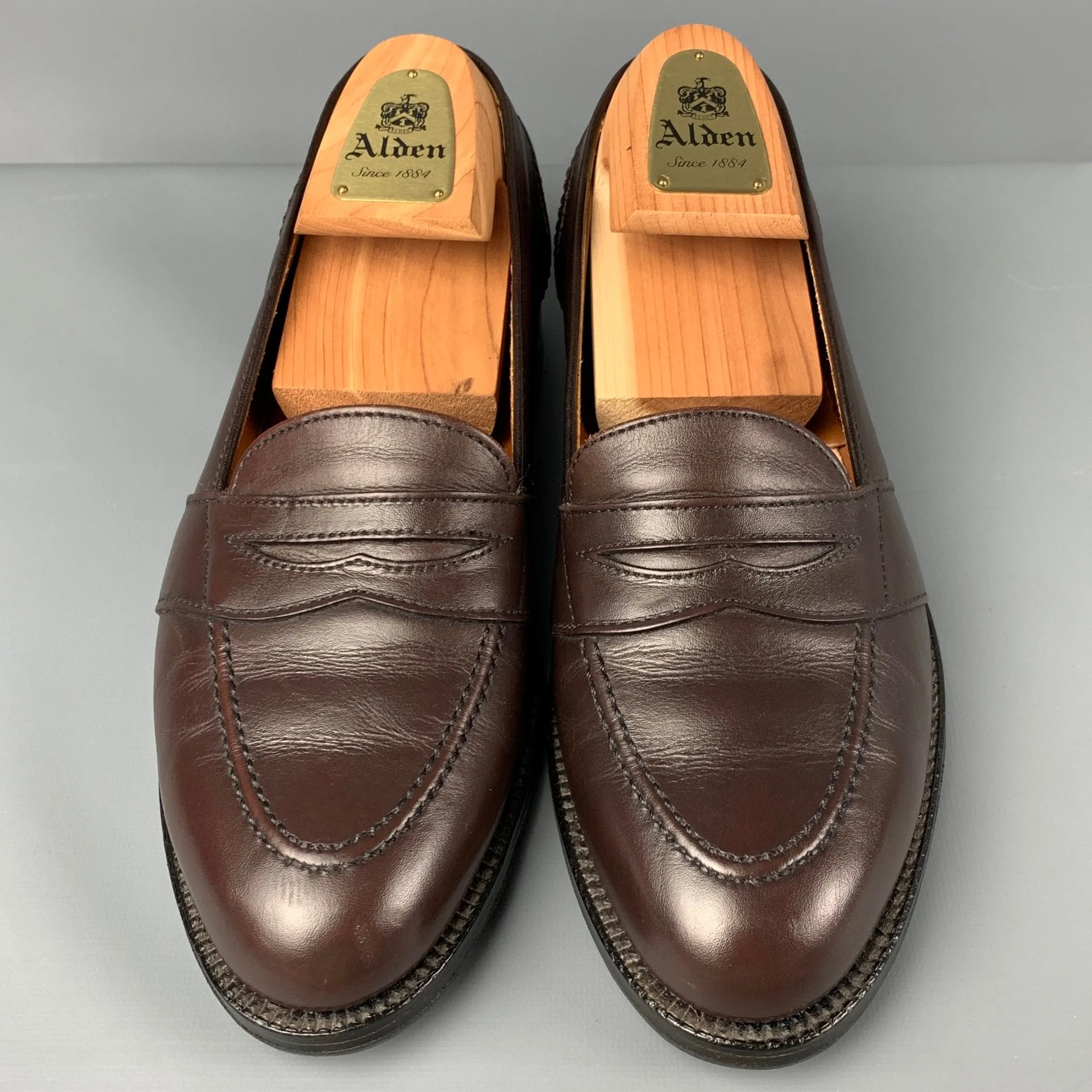 ALDEN Size 7 Brown Leather Penny Loafers