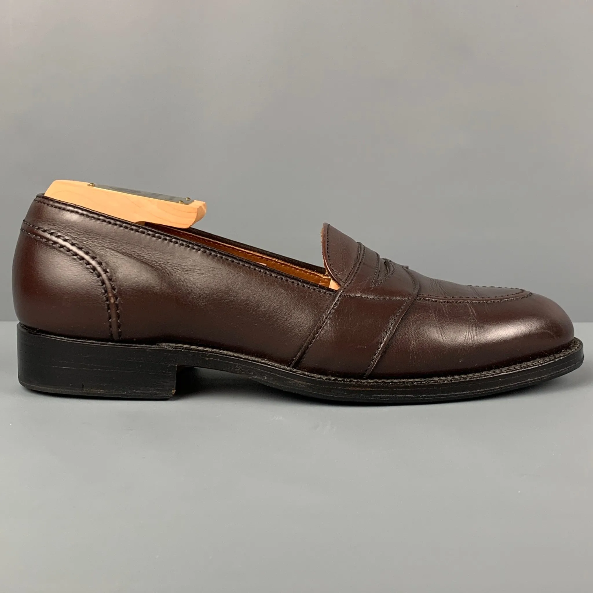 ALDEN Size 7 Brown Leather Penny Loafers