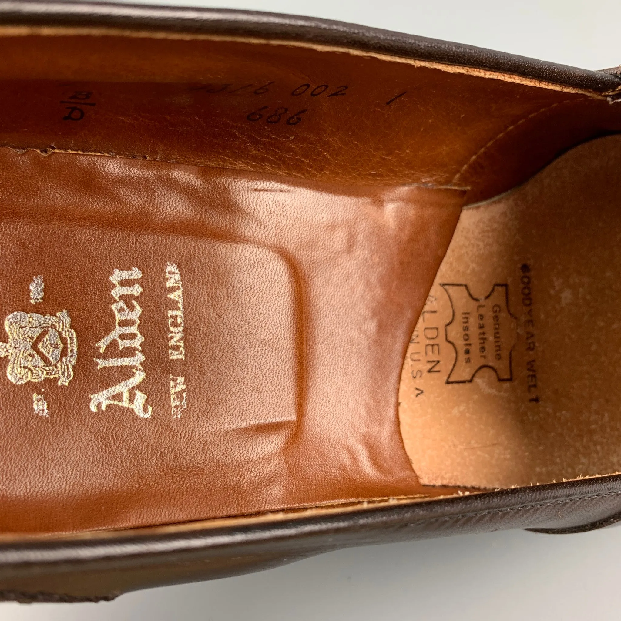 ALDEN Size 7 Brown Leather Penny Loafers