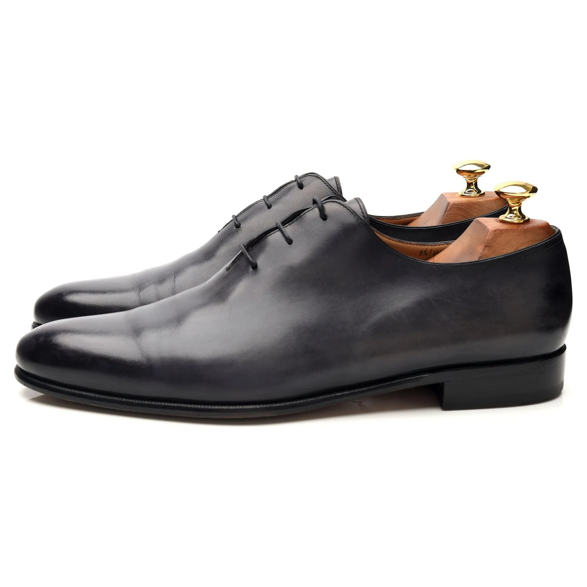 'Alessandro' Blue / Grey Patina Leather Wholecut Oxford UK 9.5