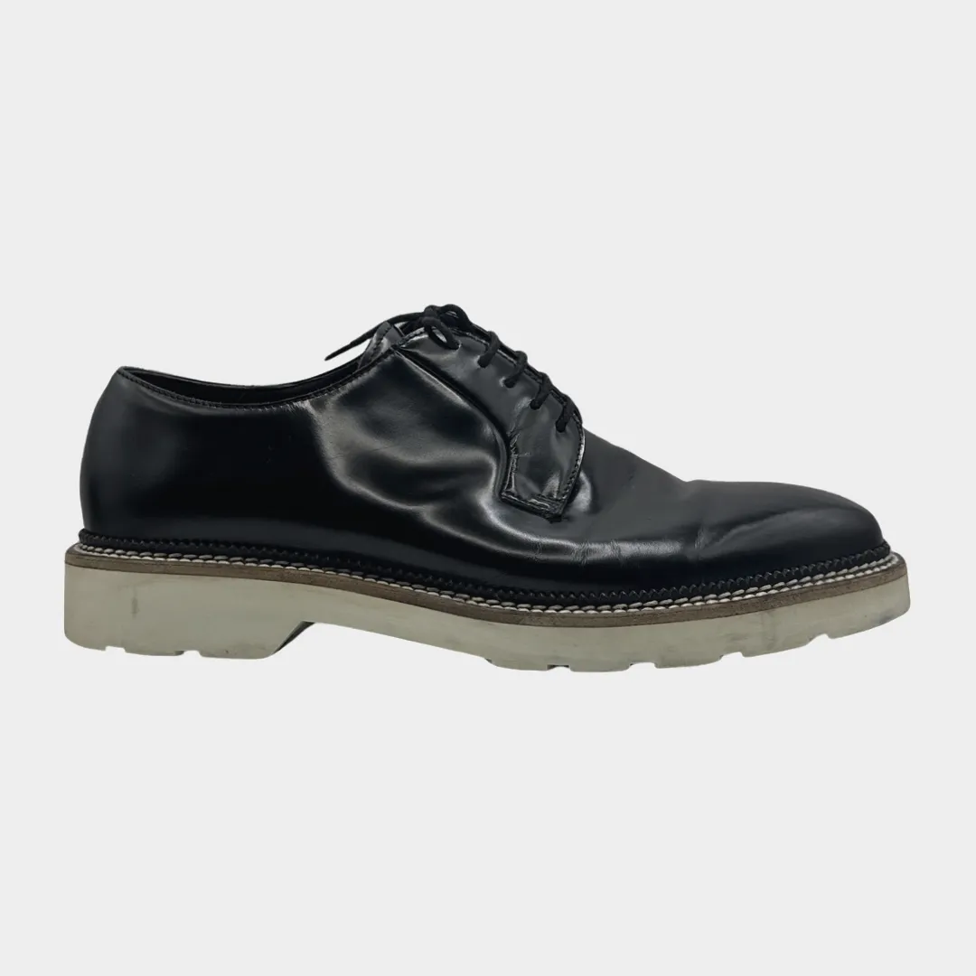 Alexander McQueen men's black patent leather Derby shoes