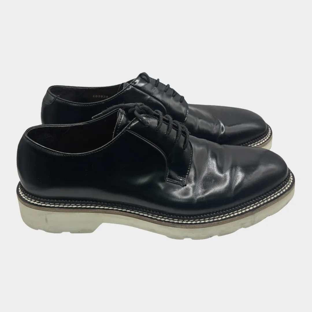 Alexander McQueen men's black patent leather Derby shoes