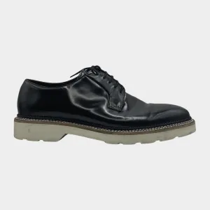 Alexander McQueen men's black patent leather Derby shoes